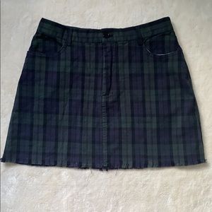 Blue and Green Plaid Skirt